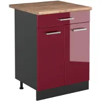 Vicco Mobiletto base cucina R-Line Rosso lucido/Antracite 60 cm con cassetto piano di lavoro Rovere dorato, Model 61091