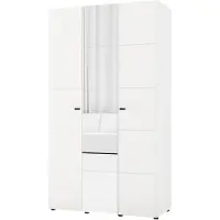 Dmora Ouarza - Guardaroba 3 Ante, 117x52 cm Bianco Opaco, Appendiabiti