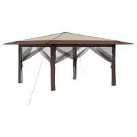 vidaXL Gazebo con 4 pareti laterali, 4 x 4 metri, color crema e marrone