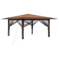 vidaXL Gazebo con 4 pareti laterali, 4 x 4 metri, beige e marrone