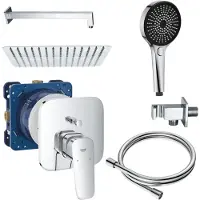 BELVIT Set doccia , completo di Grohe Rapido SmartBox, miscelatore per vasca Grohe Cubeo – include doccia a pioggia, soffione manuale e tubo flessibile