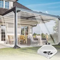 Merkloos Pellicola in PVC trasparente, piatta, con occhielli e cerniera, ideale per protezione dagli agenti atmosferici e dal vento