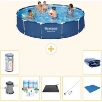 Bestway Piscina gonfiabile Steel Pro, rotonda, dimensioni 396x84 cm, composta da 8 parti, modello S21608
