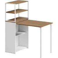 Northio Scrivania pieghevole con ripiani, 105x60x127 cm, legno naturale