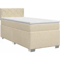 Syfax Letto a molle con materasso crema 100 x 200 cm in tessuto