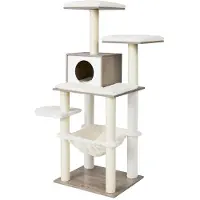 BellaFurn Albero per gatti con piattaforme e tiragraffi – Colore grezzo – Sisal – 55 x 45 x 138 cm