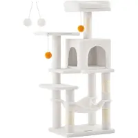 BellaFurn Albero per gatti color crema - Casa per gatti - Sisal/tessuto morbido - 45 x 35 x 112 cm - adatto per 4 gatti