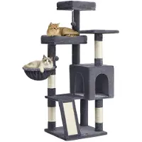 BellaFurn Albero per gatti Kratzbaum, altezza 136 cm, con 3 piattaforme, colore grigio antracite, dimensioni 48x48x136 cm