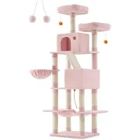 BellaFurn Albero per gatti – Struttura per arrampicata – Pannello di truciolato e tessuto in peluche – 60 x 50 x 206 cm – Rosa