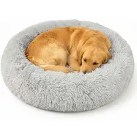 Northix Cuccia rotonda in peluche per cani, 100 cm, grigio chiaro
