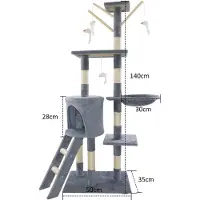 StarTech.com Albero per gatti - Gratta-albero - Altezza: 140 cm - Almeno cinque livelli - Torre per arrampicarsi - Struttura stabile - Colore: grigio