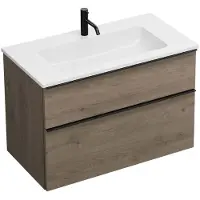 Burgbad Combinazione lavabo e mobile bagno Eqio, con lavabo in resina minerale, 92 cm, con maniglia a listello modello G0252