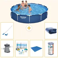 Bestway Steel Pro, piscina in acciaio, forma rotonda - 366x76 cm - composta da 7 elementi, modello S21604