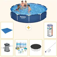 Bestway Steel Pro, piscina in acciaio, forma rotonda - 366x76 cm - composta da 7 elementi, modello S21595