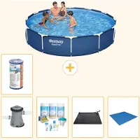 Bestway Steel Pro, piscina in acciaio, forma rotonda - 366x76 cm - composta da 6 parti, modello S22103