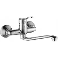Kuchinox TIBI Rubinetto da bagno a parete Cromo, monocomando con bocca girevole, 35 mm - Risparmio d'acqua ed estetica