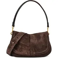 Gianni chiarini borsa a spalla modello helena round in pelle scamosciata marrone