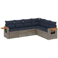 vidaXL Set di divani da giardino a 6 pezzi con cuscini in rattan grigio