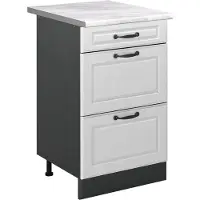 Vicco Mobiletto base per cucina R-Line Bianco country/Antracite 50 cm piano di lavoro Marmo, Model 69849