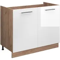 Vicco Mobile lavello cucina Fame-Line Bianco lucido/Rovere dorato 100 cm senza piano di lavoro, Model 61611