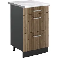 Vicco Mobiletto base per cucina R-Line Rovere artigianale/Antracite 50 cm piano di lavoro Marmo, Model 69793