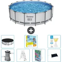 Bestway Piscina gonfiabile Steel Pro MAX, rotonda, 488x122 cm, composta da 6 parti, modello S582