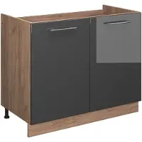 Vicco Mobile lavello cucina Fame-Line Antracite lucido/Rovere dorato 100 cm senza piano di lavoro, Model 61605