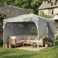 Quictent Gazebo da esterno 3x3 metri, impermeabile, con pareti laterali, protezione UV 50+, struttura in acciaio, colore grigio