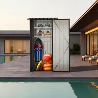 Sonstiges Capanno per attrezzi da giardino con 2 ripiani, dimensioni 3x2 piedi, colore nero, con serratura, resistente alle intemperie
