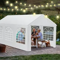 Sonstiges Tenda da festa 3x6 metri, bianca, impermeabile, resistente ai raggi UV, struttura in acciaio, 6 pareti laterali con finestre