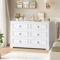 Sonstiges Comodino con 6 cassetti, 120 cm, bianco, effetto legno. Mobile contenitore per soggiorno o camera da letto, dimensioni 120x84x40 cm