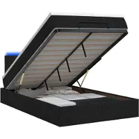 vidaXL Letto contenitore con materasso e luci LED, nero, 120 x 190 cm, rivestito in tessuto