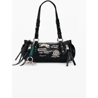 Desigual , Borsa trapuntata media, Donna, Poliuretano, Nero, U