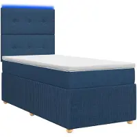vidaXL LED letto a molle con materasso blu 100 x 200 cm tessuto
