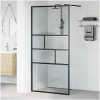 vidaXL Box doccia a filo muro nero 100 x 195 x 0,5 cm in vetro e alluminio