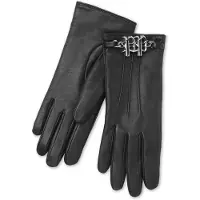Philipp Plein Guanti in nappa con motivo monogram e fibbia con logo Hexagon