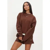 Nike Women's Studio Fleece MW Oversize Crew Maglione Donna (L, marrone)