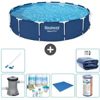 Bestway Steel Pro, piscina in acciaio, rotonda - 396x84 cm - composta da 7 elementi, modello S21612