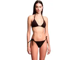 Emporio Armani per donna. EW000786_AF20241 Bikini con motivo jacquard marrone (L), Beachwear, Poliestere