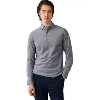 Hackett per uomo. HM5500041 polo piqué manica lunga fit classico grigio (L), Casual, Cotone