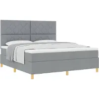 Syfax Letto a molle con testiera grigio chiaro 180 x 200 cm in tessuto