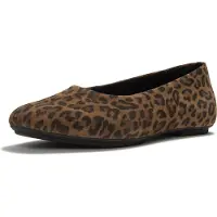 FitFlop per donna. ADR-E76 Ballerine in pelle Delicato Leopard marrone (6), Basso, Crosta, Nessuno, Casual, Animal Print