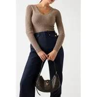 Guess Marciano GUESS Agathe Ls Vn Top Swe Silk Taupe Taglia: L | Maglie a manica lunga Outlet | Donna | Nero