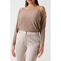 Guess Marciano GUESS Adri Top Silk Taupe Taglia: L | Maglie a manica lunga Outlet | Donna | Nero