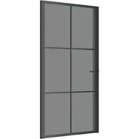 vidaXL Porta interna 102,5x201,5 cm, vetro temperato nero e alluminio