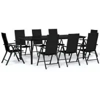 vidaXL set da pranzo da giardino 9 pezzi nero