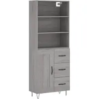 vidaXL Credenza Grigio Sonoma 69,5x34x180 cm Materiale a base di legno