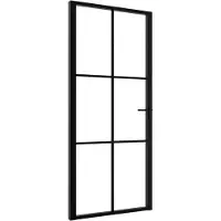 vidaXL Innenür 93x201,5 cm ESG -Glas und Aluminiumschwarz