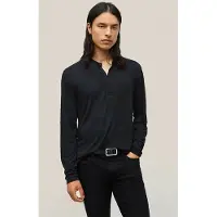 John Varvatos Ridge Ls Chipped Wall Printed Burnout Henley Officer Blue Taglia: M | Maglie a manica lunga Outlet | Uomo | Blu