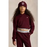 Ralph Lauren per ragazza. 313B26263001 Felpa in spugna con cappuccio e logo granata ((S) 7años= 130/134cm), Rosso, Casual, Cotone, moda